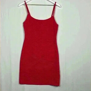 Topshop Womens Dress Coral Mini Dress 6 Straps Horizontal Rib Texture Bodycon